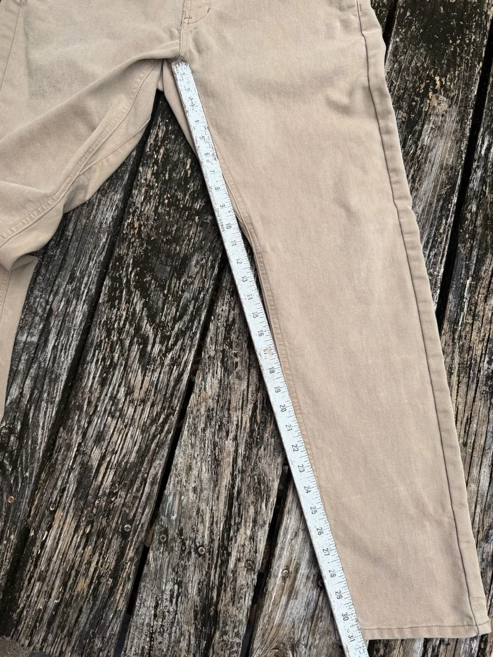 The North Face Mens 38x 31 Khaki Straight Leg Denim Hiking Work Pants Jeans P4